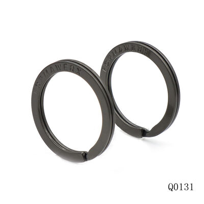 Quality Metal Split Ring Custom Logo Text Stamping Key Ring Gunmetal Plated Metal Key Chain Ring Rusty-Proof Keyring