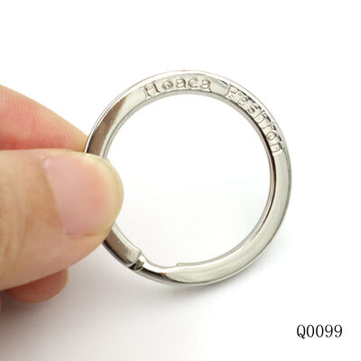 Hot Sale Nickel Plated Personalized Deep Engraving Logo Text Keychain Key Ring 1 Inch Flat Key Split Ring
