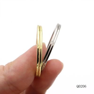 30mm Custom deboss logo Flat split o ring gold silver iron metal keychain O ring