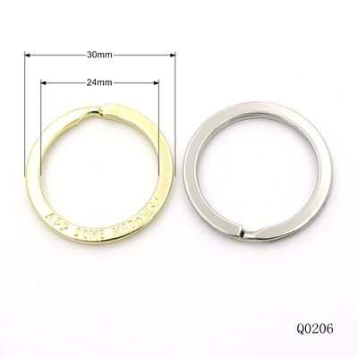 30mm Custom deboss logo Flat split o ring gold silver iron metal keychain O ring