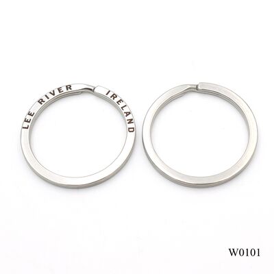 32mm Stainless Steel Flat Split Key Ring - Rust-Free Heavy-Duty O Ring with Custom Engraving & Chain Option