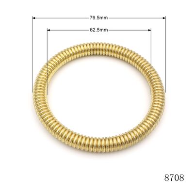 Custom Ribbed Zinc Alloy O Ring, Gold Corrugated Round Loop for Handbag Strap & Furniture Decor Decoration