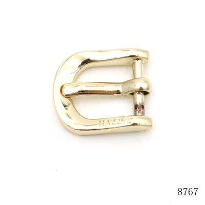 Manufacturer Die Casting Metal Pin Buckle Light Gold Polished Buckle 15.7mm Custom Logo Shoe Buckle Anti Fade Buckles