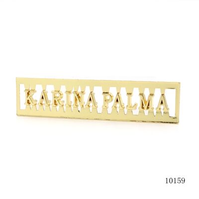 Custom Cutout Letter Metal Logo Tag | Gold Plated Hollow Alphabet Label for Leather Bags