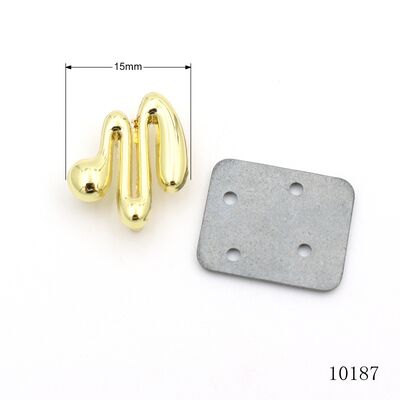 Golden Polish Custom Shape Metal Logo Zinc Alloy Small Brand  Logo Label  For Handbags Clothing Caps