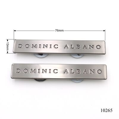 Custom Engraved Zinc Alloy Square Logo Tag with Rivets | Metal Handbag Hardware