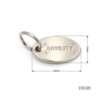 High Quality Custom Metal Logo Tag Zinc Alloy Oval Key Chain charm for Bag Purse
