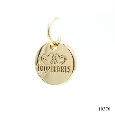 Premium Quality custom logo metal tag  engraving logo circle charm with jump ring for key chain