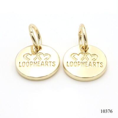 Premium Quality custom logo metal tag  engraving logo circle charm with jump ring for key chain