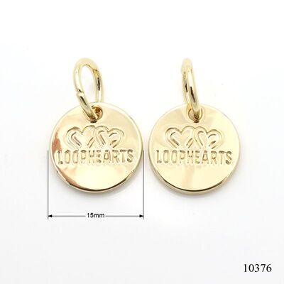 Premium Quality custom logo metal tag  engraving logo circle charm with jump ring for key chain