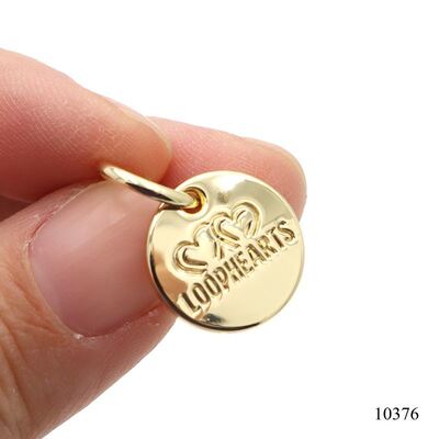 Premium Quality custom logo metal tag  engraving logo circle charm with jump ring for key chain