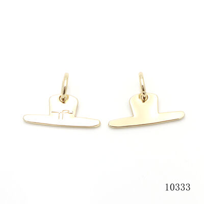 Light Gold Custom Hat Shape Metal Logo With Jump Ring For Keyring Clasp