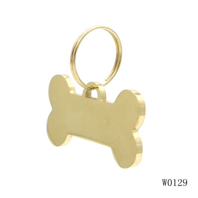 Gold PVD Coated Stainless Steel Bone Shape Pet ID Tag – DIY Laser Engraved Logo for Dogs & Cats
