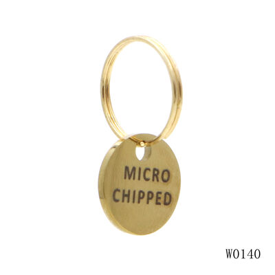 Gold PVD Coated Stainless Steel Round Disc Pet ID Tag – DIY Laser Engraved Logo for Dogs & Cats