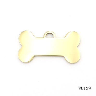 Gold PVD Coated Stainless Steel Bone Shape Pet ID Tag – DIY Laser Engraved Logo for Dogs & Cats