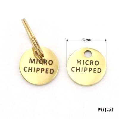 Gold PVD Coated Stainless Steel Round Disc Pet ID Tag – DIY Laser Engraved Logo for Dogs & Cats