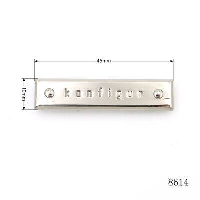 Wholesale Bag Hardware Metal Logo Manufacture Silver Rectangle Bag Plate Custom Engraved Metal Label Plate