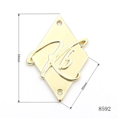 None Rusty Garment Leather Bag Design Metal Label Gold Plated Custom Metal Embossed Logo Plate with Sewing Holes