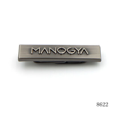 38mm Brushed Gunmetal Rectangle Bag Metal Label Plate Custom Metal Embossed Logo Name Plate