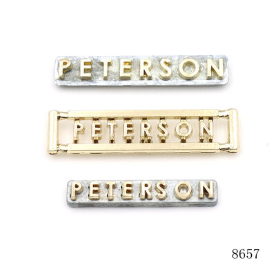 Lady Handbag Hardware Metal Logo Label Gold Plated Custom Metal Separate Letter Logo Plate