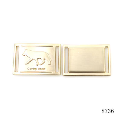 Brushed Gold Plating Bag Metal Logo Rectangle Tag Plate Custom Metal Embossed Logo Plate for Bag Strap