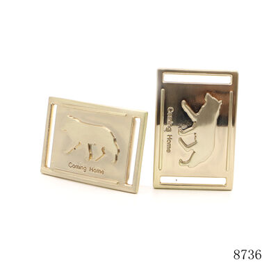 Brushed Gold Plating Bag Metal Logo Rectangle Tag Plate Custom Metal Embossed Logo Plate for Bag Strap
