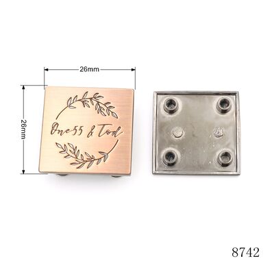 Custom Engraved Square Metal Brand Tags With Screws Premium Logo Plates For Leather Bags And Furniture