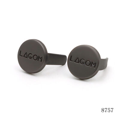 Custom Small Metal Disc Logo Plate With Prong Matte Black Chrome Plated Tiny Logo Tag