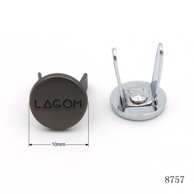Custom Small Metal Disc Logo Plate With Prong Matte Black Chrome Plated Tiny Logo Tag