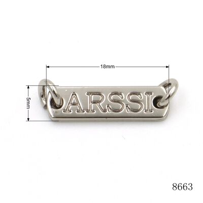 Custom Engraved Metal Brand Tag 18mm Zinc Alloy Logo Plate with Loops for Wine Bottle Chain Tag