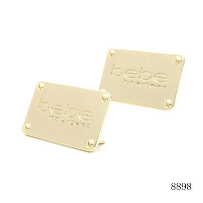 Luxury Bag Brand NamePlate Handbag Metal Logo Label Light Gold Custom Plate Hardware