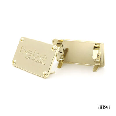 Luxury Bag Brand NamePlate Handbag Metal Logo Label Light Gold Custom Plate Hardware