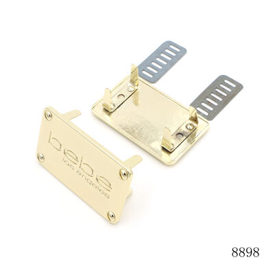 Luxury Bag Brand NamePlate Handbag Metal Logo Label Light Gold Custom Plate Hardware