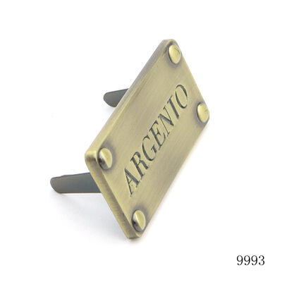 Quality Brush Antique Brass Metal Name Plate Custom Logo Label for Bag Accessories