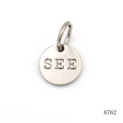 12.5mm Small Circle Metal Label Tag Custom Engraved Brushed Logo Tag for Key Chain or Bag Part's Accessories