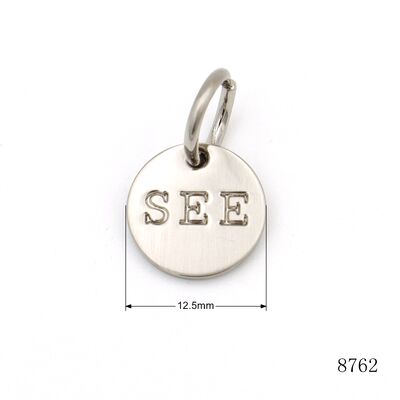 12.5mm Small Circle Metal Label Tag Custom Engraved Brushed Logo Tag for Key Chain or Bag Part's Accessories