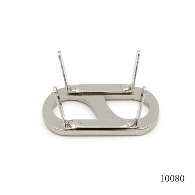 Wholesale Custom Logo Double D Zinc Alloy Plate with Four Prongs, Bulk Embossed Brand Metal Nameplate for Designer Handbags