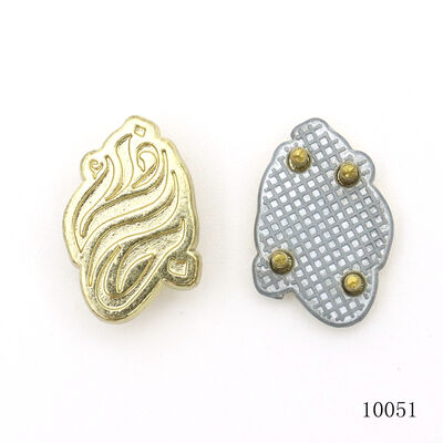 Custom Gold Metal Logo Plate With 4 Pins, Small Embossed Metal Shoe Tags, Zinc Alloy Sandals Hardware Badge For Footwear
