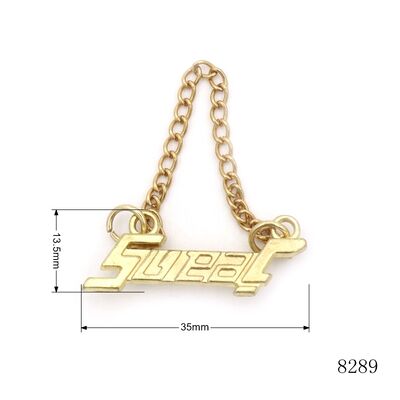 Custom Logo Label Metal Tag with Chain Metal Charm Tag for Clothing Key Chain Label Tag