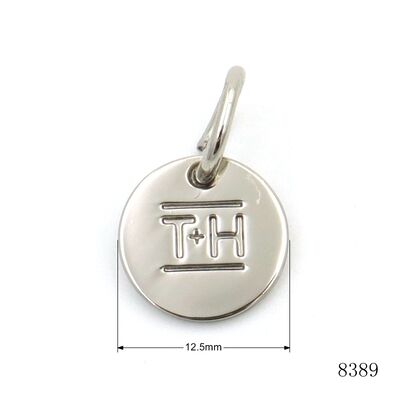 Brand Design Logo Charm Tags Small 12.5mm Circle Metal Logo Tags for Handbag or Key Chain Accessories