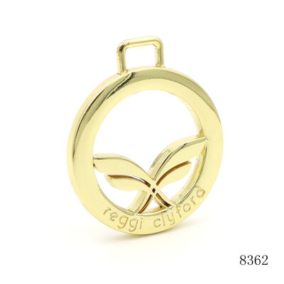 Fashion Design Metal Key Chain Tag Charm Luxury Hollow Metal Logo Label Customized Bag Charm