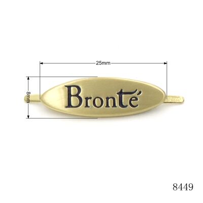 Bag Parts Accessories Cap Hat Logo Label Engraving Gold Plated Metal Logo with Iron Prongs