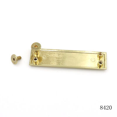 Gold Plating Bag Hardware Logo Name Plate Custom Engraved Name Tags with Screw Back