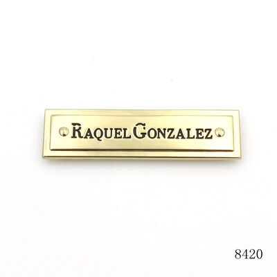 Gold Plating Bag Hardware Logo Name Plate Custom Engraved Name Tags with Screw Back