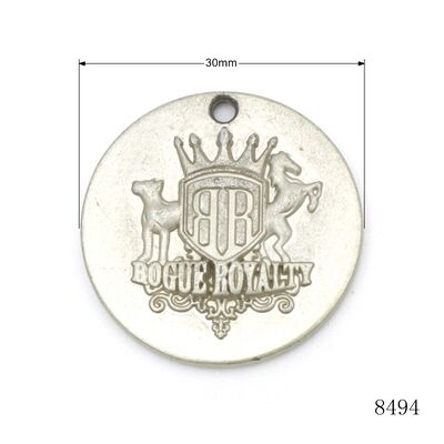 30mm Durable Pet Collar Metal Charm Tag Custom Embossed Logo Metal Tag ID Tag