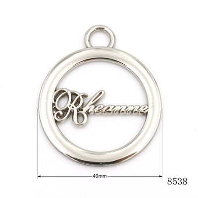 Silver Plating Bag Key Chain Metal Circle Hang Tag Custom Metal Charm Tag Plate with Personalized Design 