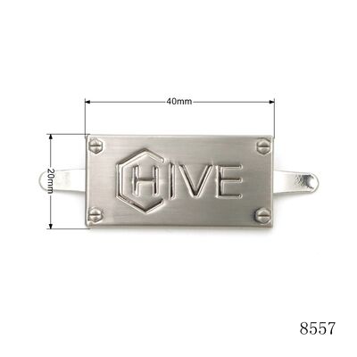 Personalized Brand Design Rectangle Metal Label Plate Custom Engraved Metal Bag Logo Name Plate