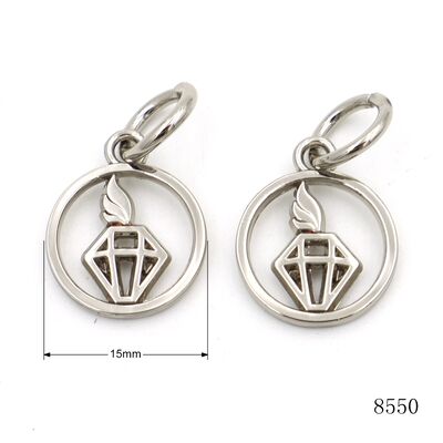 15mm Small Bag Key Chain Hang Tag Custom Metal Hollow Out Label Charm Tag