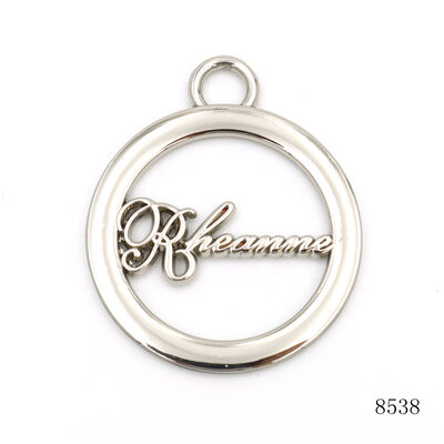 Silver Plating Bag Key Chain Metal Circle Hang Tag Custom Metal Charm Tag Plate with Personalized Design 