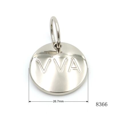 Eco Friendly Custom Engraved Name Tags Metal Circle Label Charm Tags for Bags